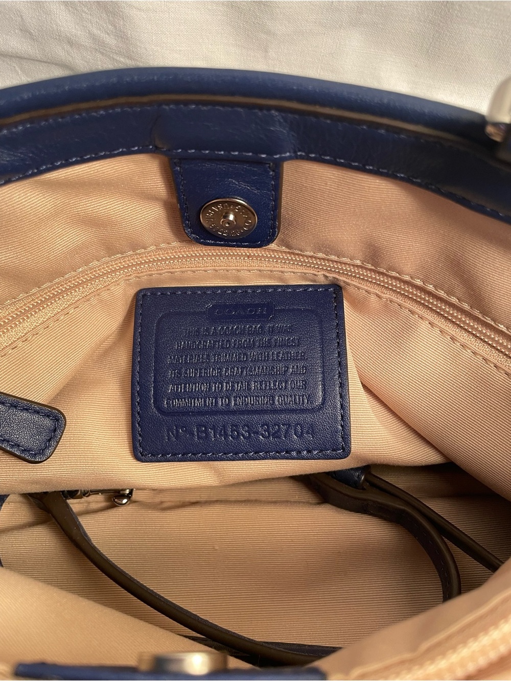 Coach Blue Signature Shoulder Purse / Hand Bag with Leather Trim - Picture 9 of 15
